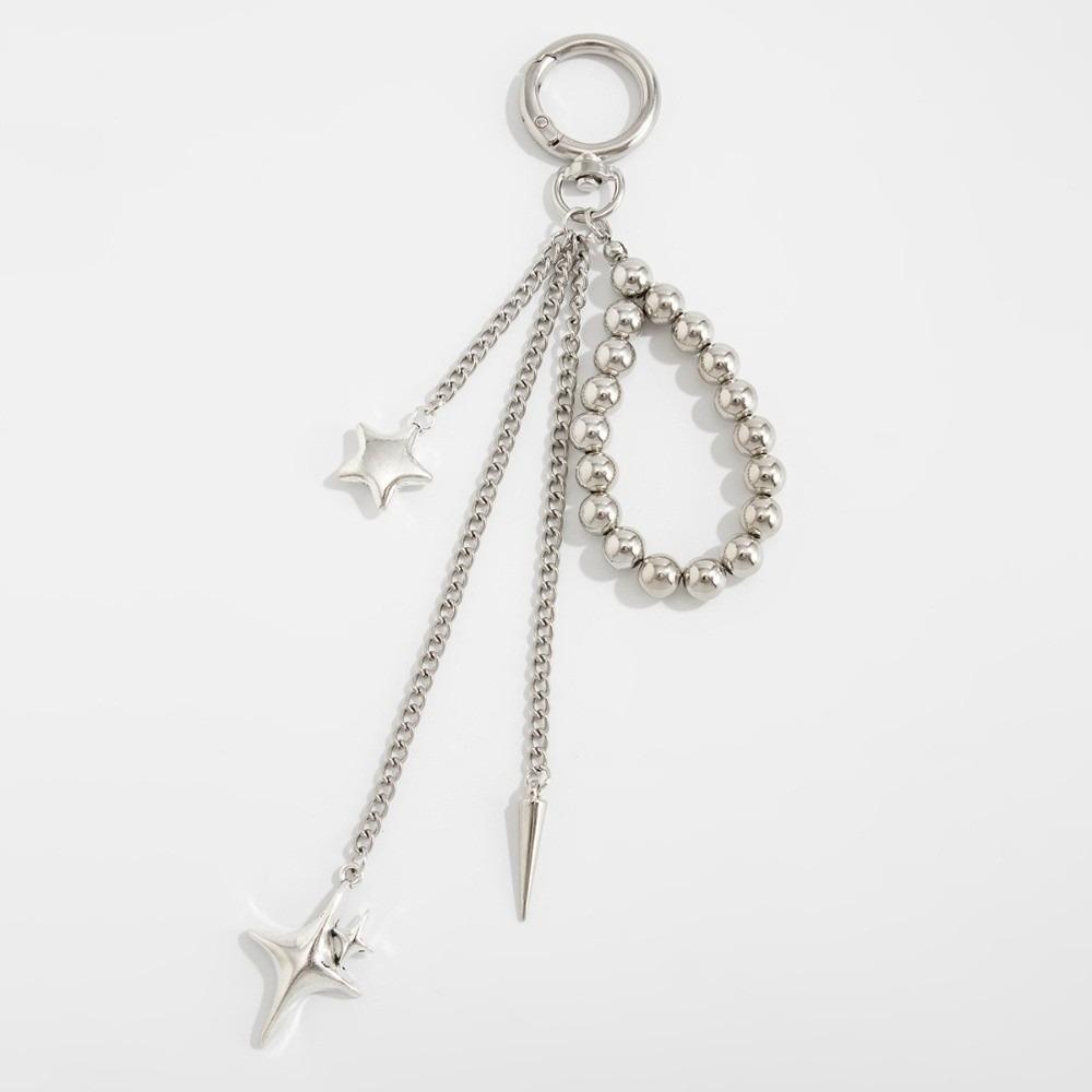 Peach Heart Shape Bead Bag Chain Metal Pendant Jewelry Pearl Beaded Keychain Bag Accessories