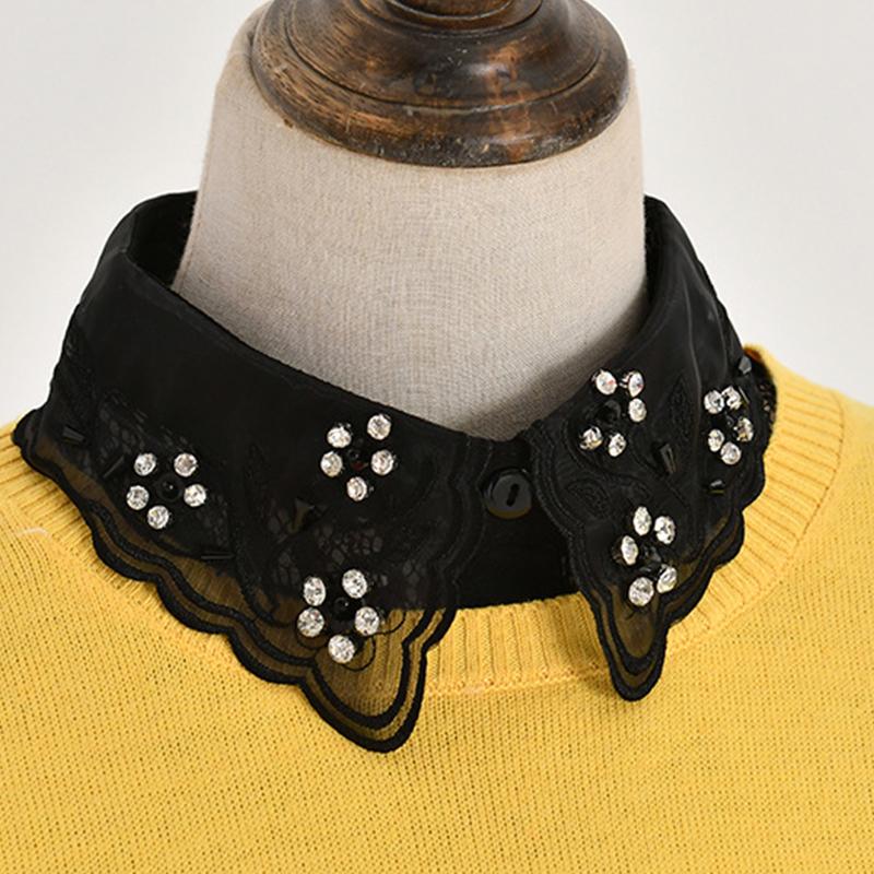 Colletto Finto Staccabile Da Donna Con Volant E Pizzo – Camicia Finta Regolabile Per Maglioni