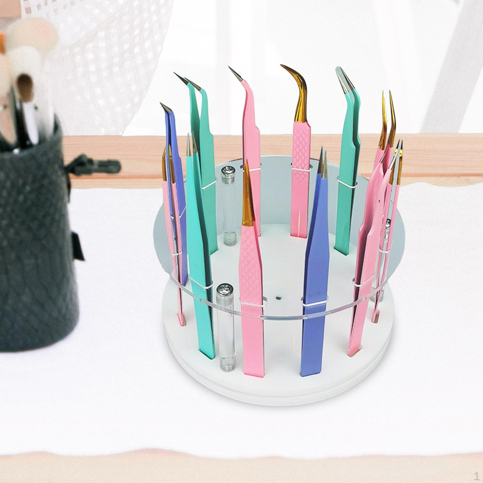 

Держатель для полки с 12 слотами для пинцетов, держатель для хранения инструментов для наращивания акриловых ресниц для маникюрного салона, белый