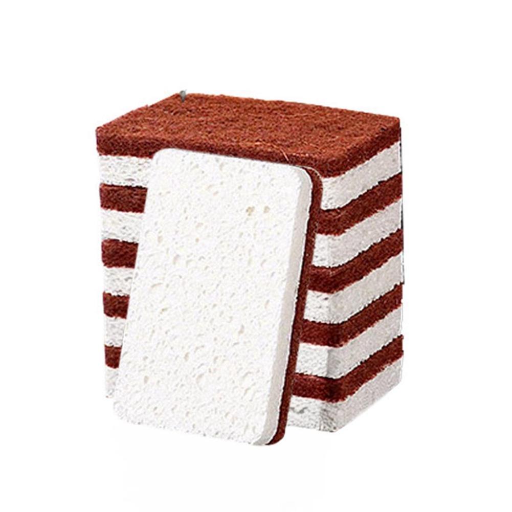 

6pcs Sisal Wood Pulp Cotton Dish Washing Wipe Sponge Scouring Pad Kitchen Cleaning Brush