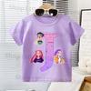 K-pop Demon Hunters Kawaii T-shirts for Children Cartoon Letter A-Z Printed Short Sleeves Top Boys Girls Summer Fashion T-shirt