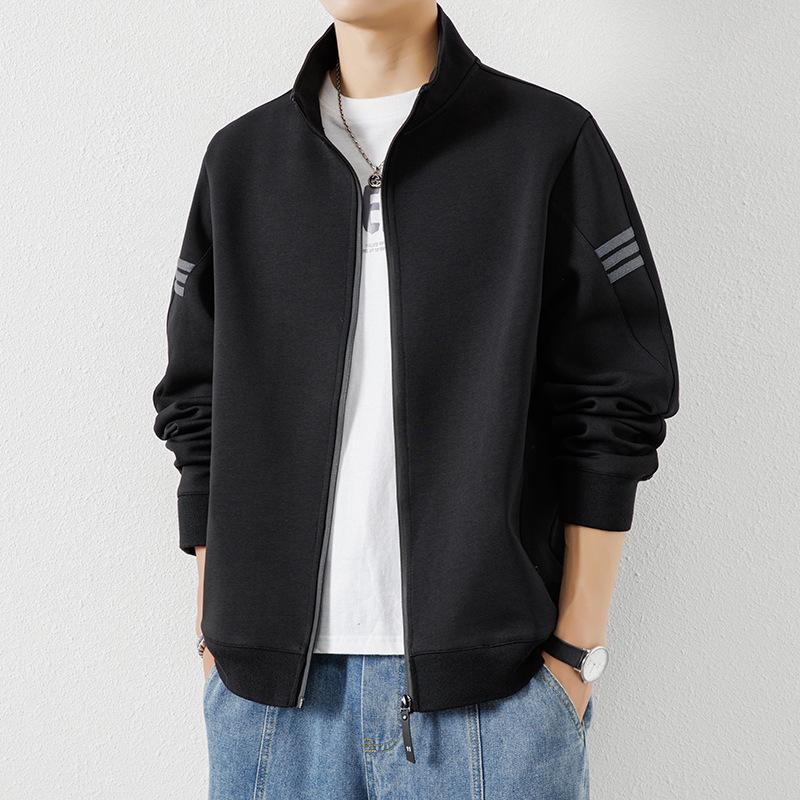 Coat Men's Spring and Autumn New American Trendy Brand Loose Men's Stand-up Neck Sweater Zipper Jacket Cardigan Top