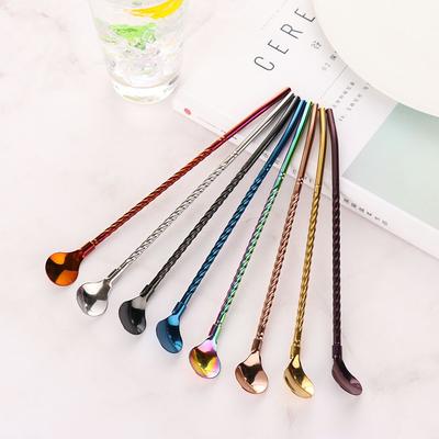 Home Reusable Bent Filter Metal Stainless Steel Drinking Straw Coffee Spoons Straws Spoon