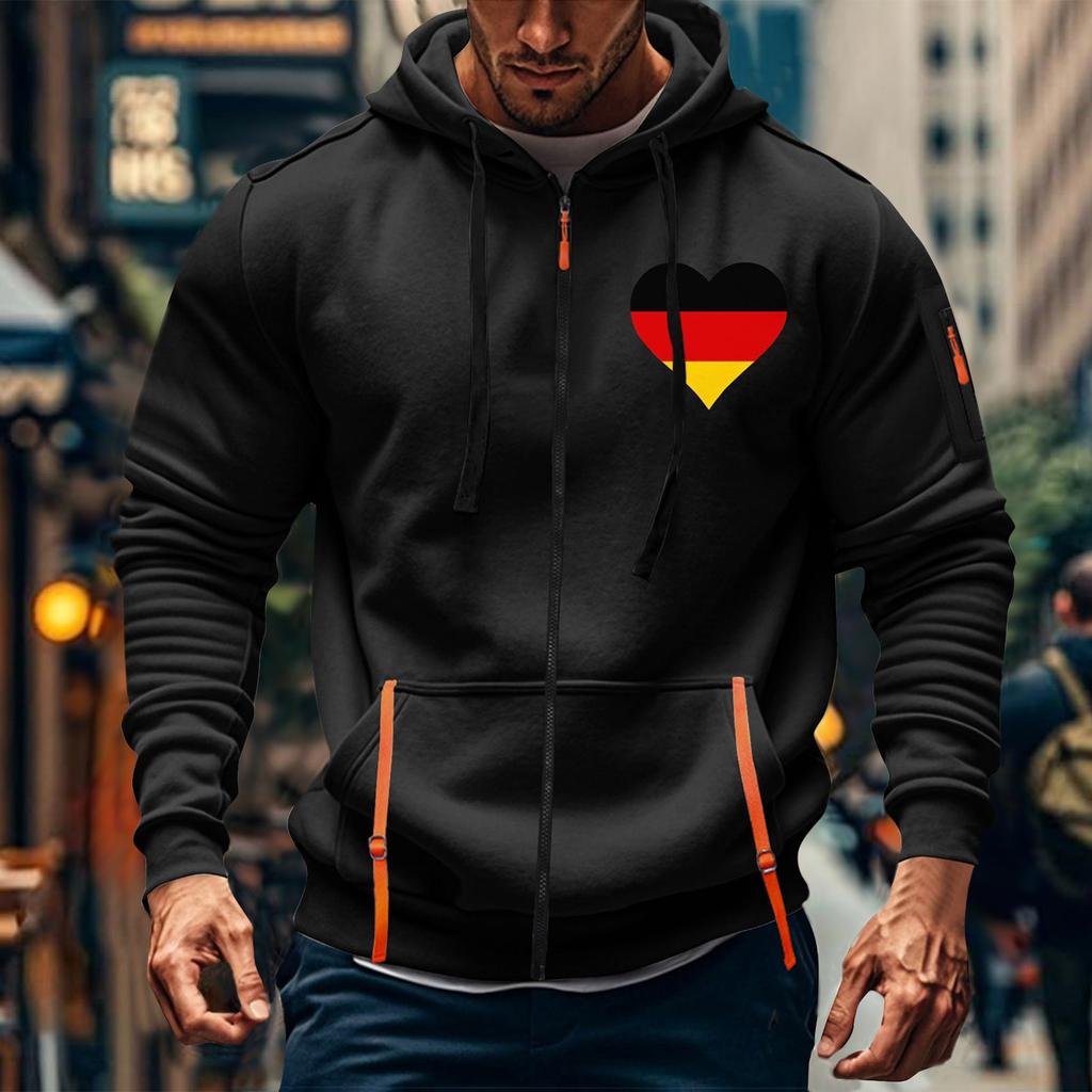 Herren Sport Casual Hoodie Hoodie Cardigan Reißverschluss Multi-Pocket Hoodie Mantel