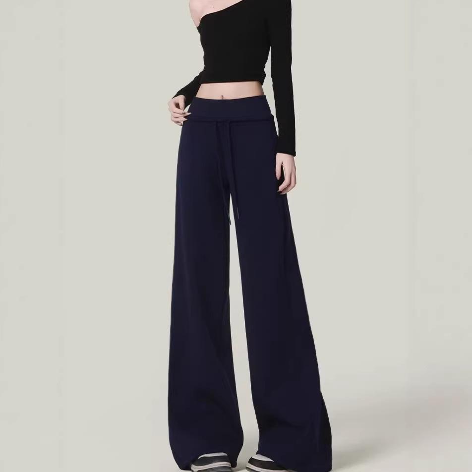 American Gray Wide-leg Casual Pants Women's Spring New High-waisted Loose-hanging Touching Pants