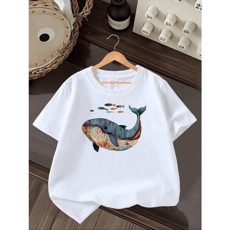 Europäische Größen Jungen T-Shirt Druck Design Kunst, Ideal für Outdoor-Aktivitäten, Weiches Gestricktes Oberteil, Bequem Und Atmungsaktiv, Geeignet für den Sommer