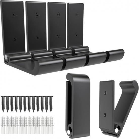 6Pcs 3   Folding Coat Hooks Black Foldable Hooks Aluminum Alloy Wall Hooks Headphones Holder Wall Mounted with 12pcs Screws Set for Hanging Coats,