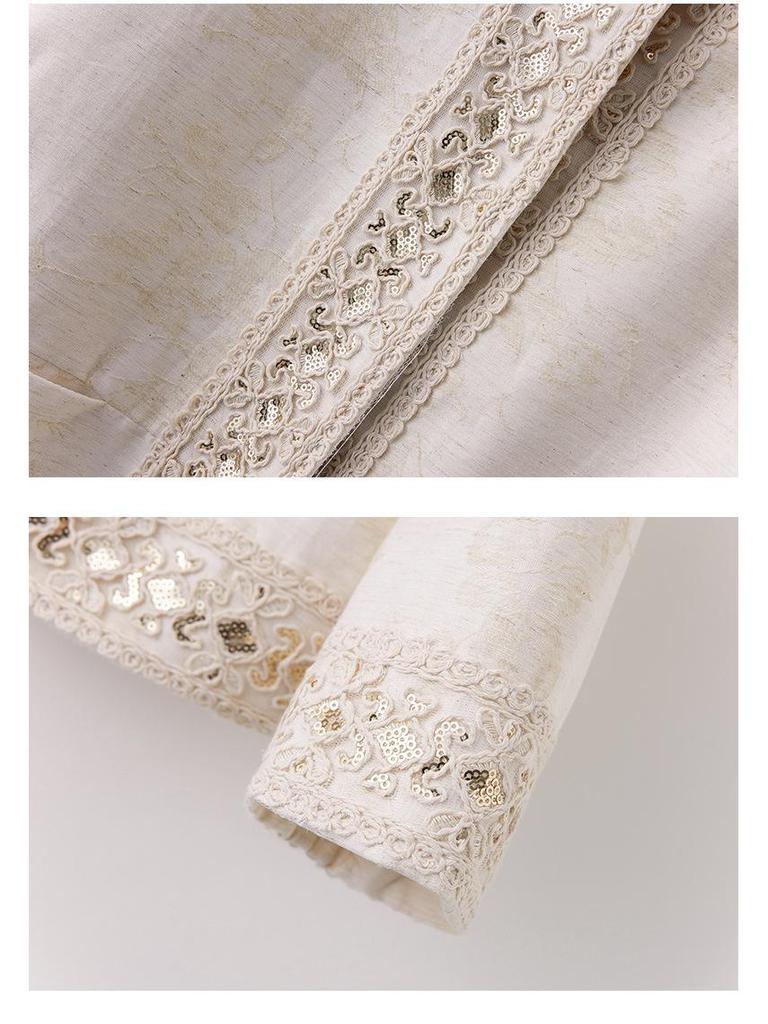 Women's 2025 Spring/Autumn Embroidered Jacquard Lace Round Neck Jacket YL717 - New Chinese Style