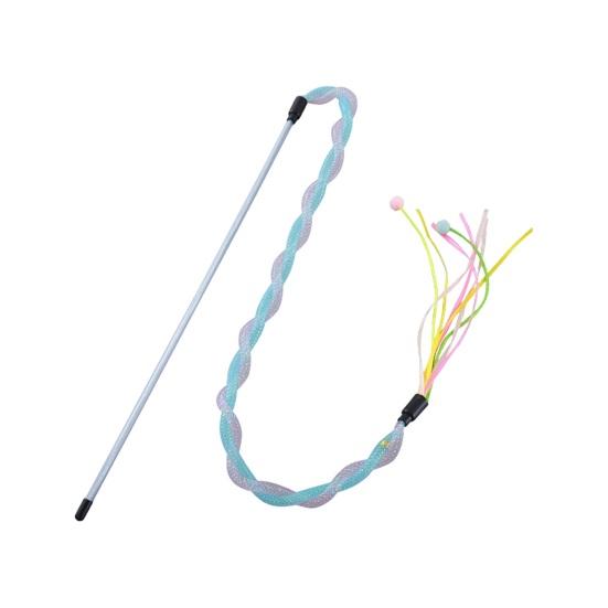 

Игрушка-палочка для кошек, интерактивный маленький плюшевый шарик, тизер для котят, палочка-игрушка с колокольчиком, устойчивый к царапинам, мягкий шланг, палочка-дразнилка для кошек для игр синий