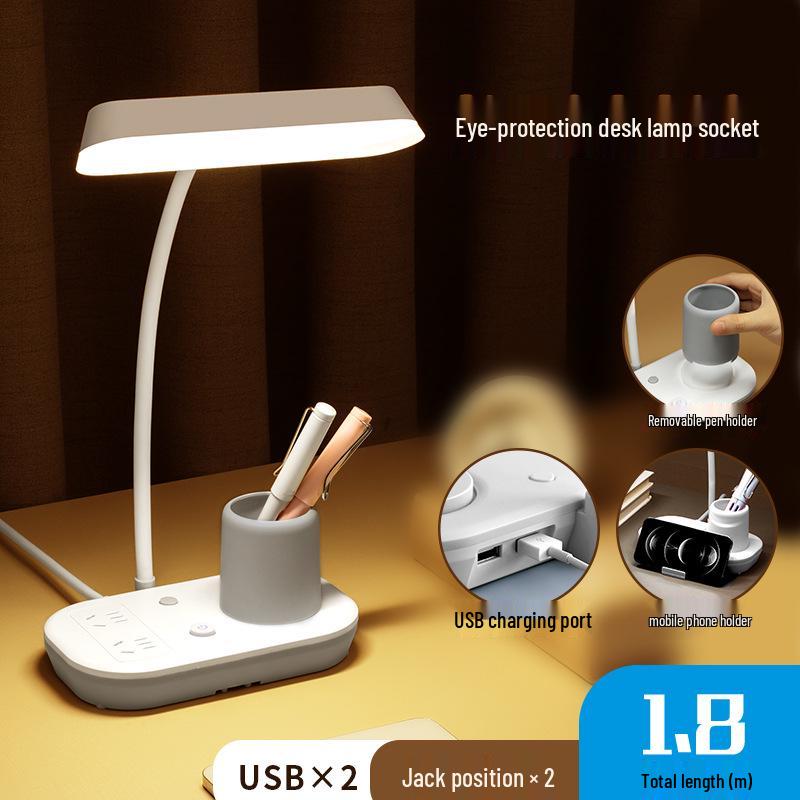 AA Grade LED Eye-Protection Desk Lamp with USB, Soft Light, Night Light, and Wireless Charging for Bedroom or Bedside