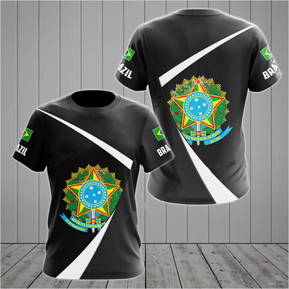 Tshirts 3D Print Brazil Flag National Emblem Summer T Shirt Fashion Kids Casual Boys Girls Round Neck Tshirt Tops Tee Clothes