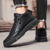 Leather Men's Boots 2024 new Winter Platform Warm Fur Ankle Short Lace Up Fashion Novelty Concise Casual Work cotton Shoes Botas