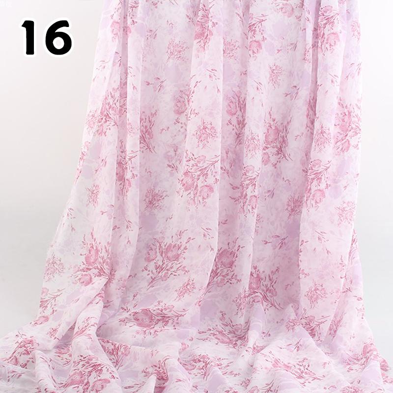 1M 75D Retro Flower Chiffon Fabric Breathable Thin And Light Draped Fairy Designer Fabric For Diy Sewing Summer Dress Shirts