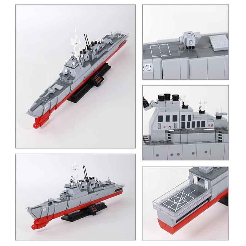 Moc 600Pcs Creative Military Arleigh Burke Class Destroyer Model Building Blocks Assembly Diy Children'S Puzzle Toy Gift