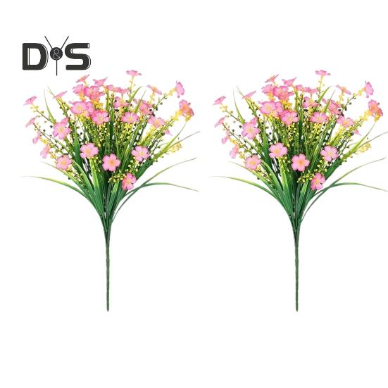 2 Pcs Artificial Flowers Bundle UV-Resistant Faux Plants Non-fading Fake Flowers for Home Vase Basket Window Box Outdoor Decoration