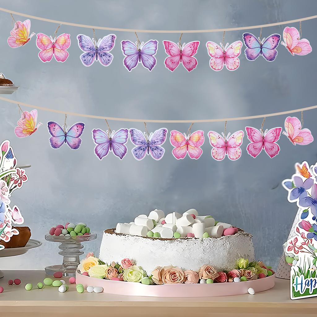 Schmetterling Papier Hängeanhänger Banner Happy Birthday Party Deko Kinder Hochzeit Geburtstagsfeier Zubehör Baby Shower Banner