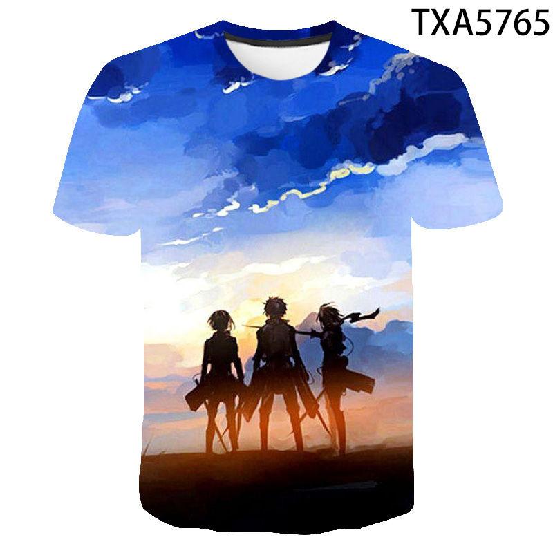 Attack on Titan 3D Pattern T-Shirt for Anime Fans, Stylish Cartoon Tops, Lightweight Polyester Casual Streetwear Clothes