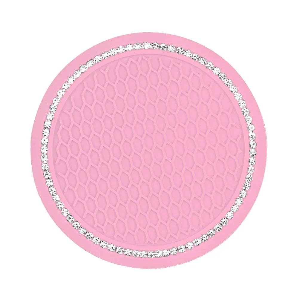 New Car Non-slip Water Cup Pad Diamond Rhinestone Bling Decoration Auto Interior Cup Bottle Anti-skid Rubber Mat Car Accessories