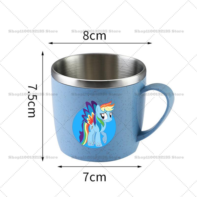 My Little Pony Water Bottle Kawaii Stainless Steel Cups Handle Coffee Milk Mug Tea Drink Home Office Gift Women for Kid Friendly Entertaining Fun Play