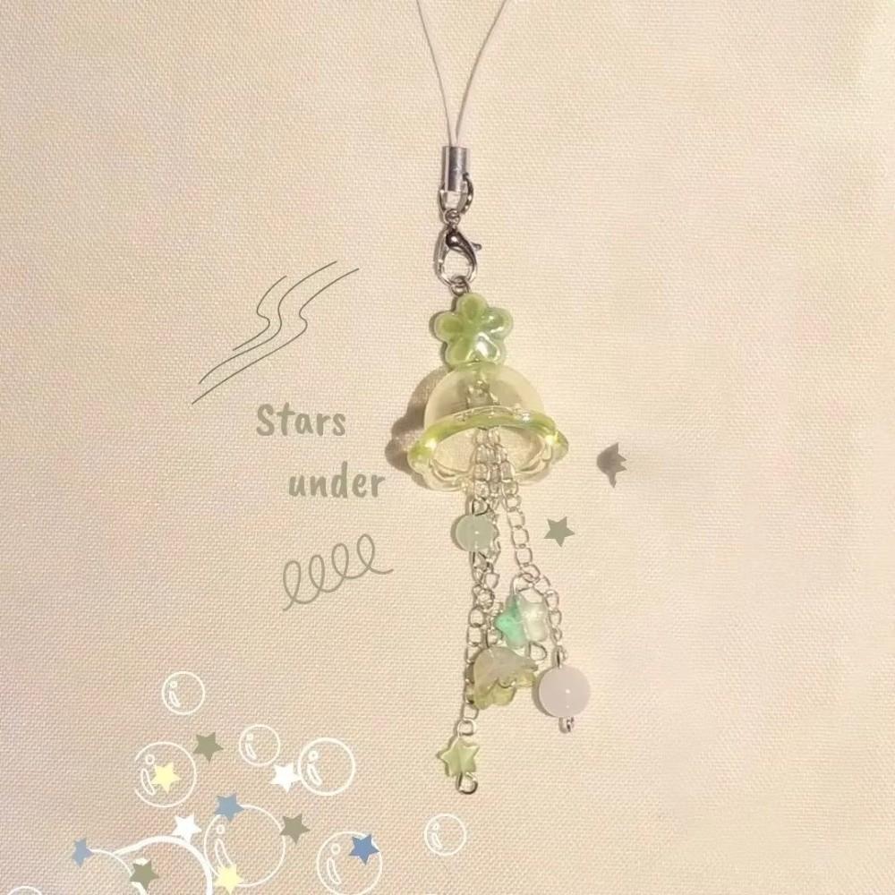Transparent Phone Charm Star Flower Bead Phone Charm Pendant Mobile Phone Chain Bag Accessories