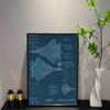 Aircraft Mechanical Blueprint Poster Wall Art Print Poster Decorative Mural Modern Home Decor Birthday Gift Unframed Canvas Gara