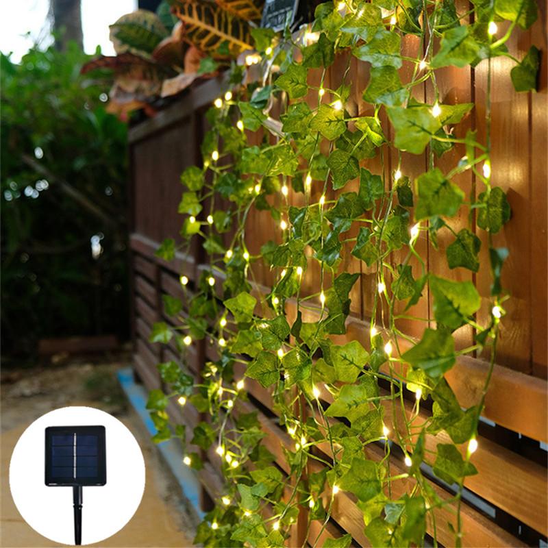 

Искусственные листья на солнечной батарее, светодиодные гирлянды для цветов, рождественские украшения, наружная занавеска для комнаты, лампа для свадебной вечеринки, садовый декор Solar-5M-50LEDS