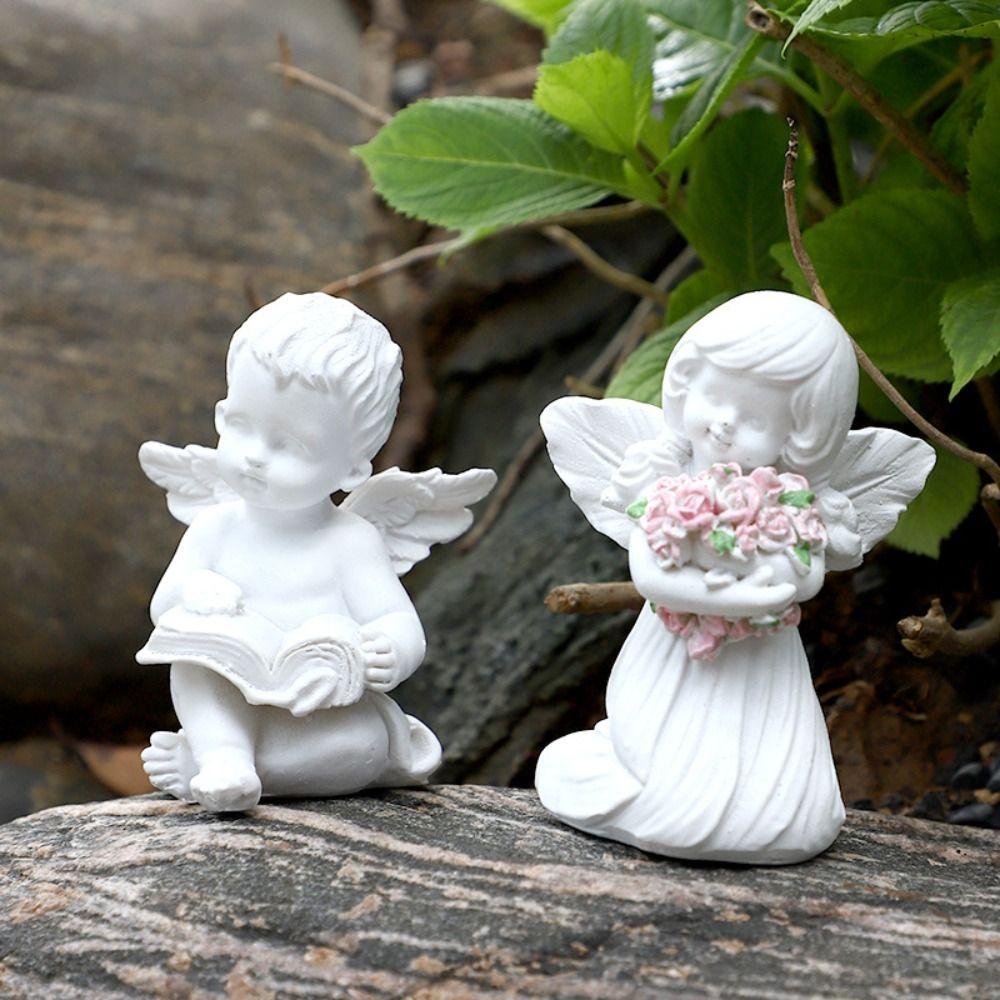 Creative Angel Figurine Cute Garden Miniature Sculpture Painted Little Angel Statue  New Year