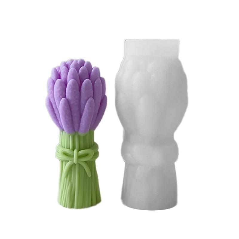 Vakre former i leire og silikon, ornamentformer, lavendelbukettformede statuettformer, silikonlysformer for håndverk