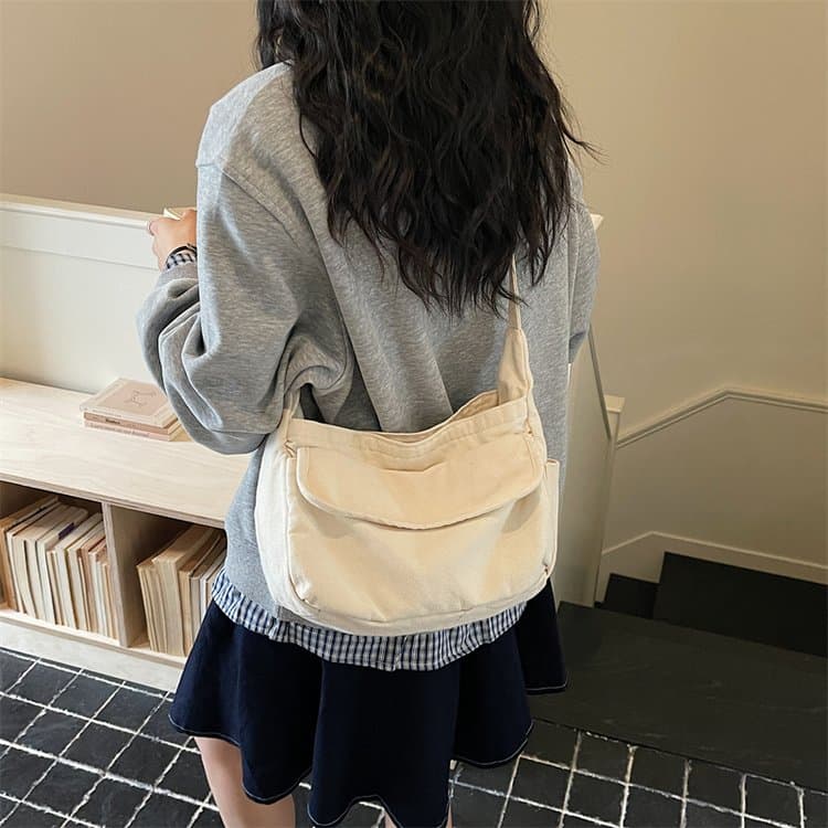 Washed canvas shoulder bag women s underarm bag