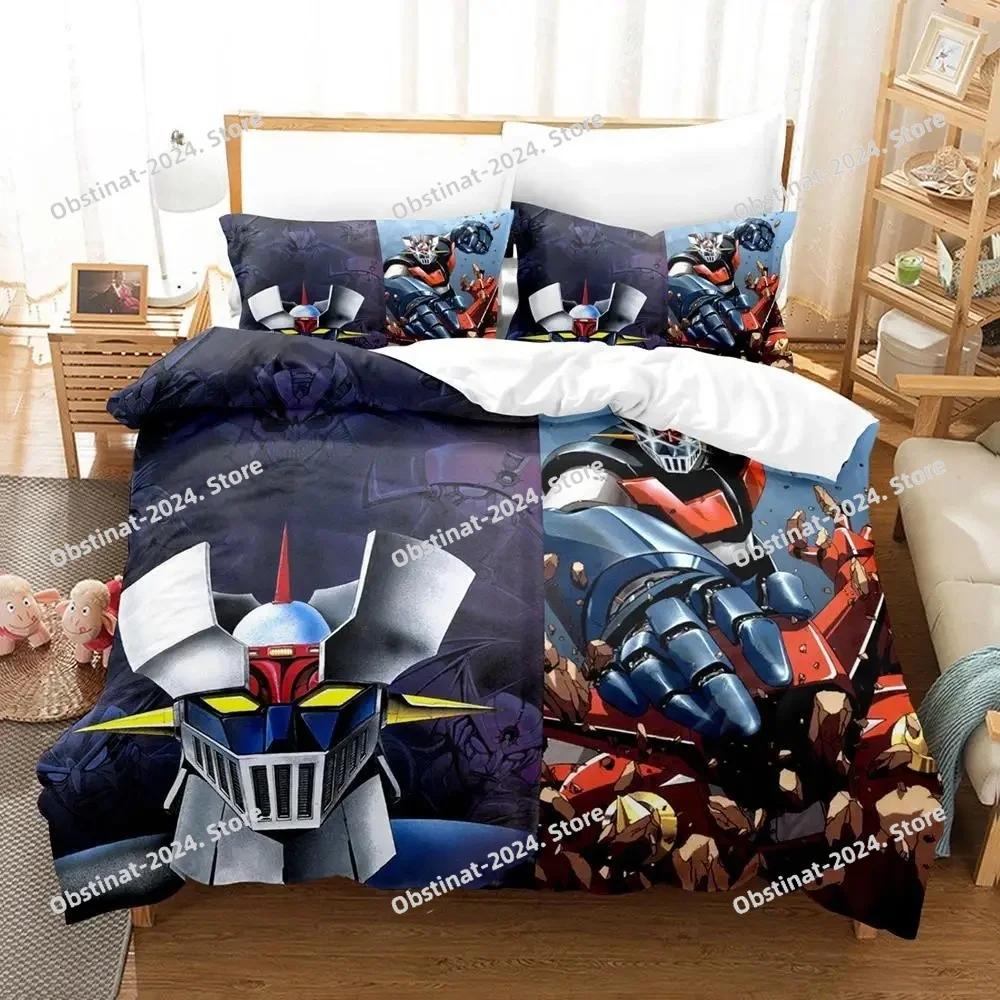 Mazinger Z Bedding Set Printed With Pillowcase Bed Duvet Cover Soft Single Double Queen Super King Size Aldult Kid Bedroom