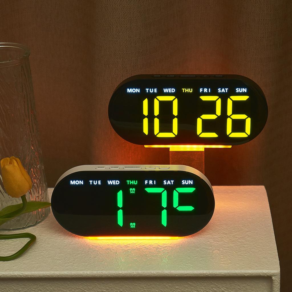 Vibrant Multi-Function LED Digital Clock - Stylish Bedroom Decor with USB Output Alarm and Ambient Lighting - Perfect for Mode