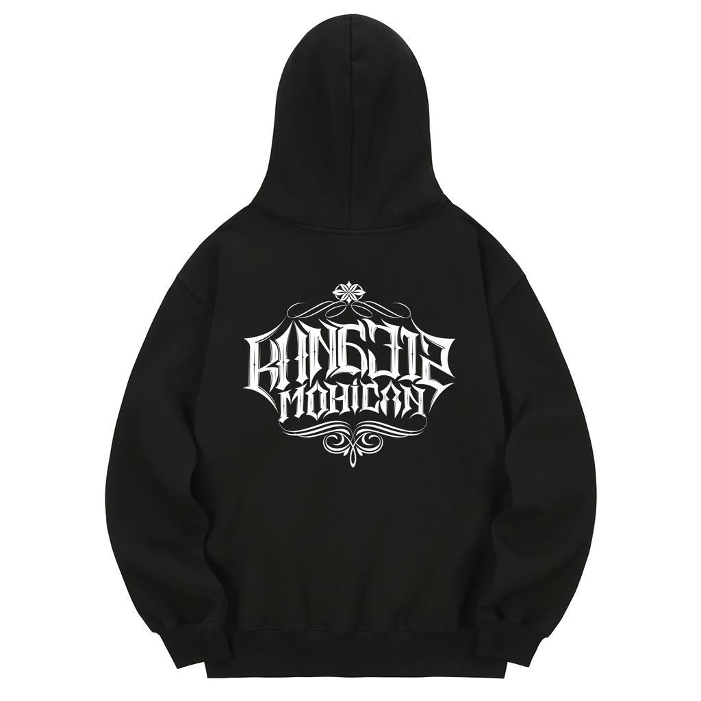 Khb0004 Kan Lettering Fleece-Lined Hoodie - Black