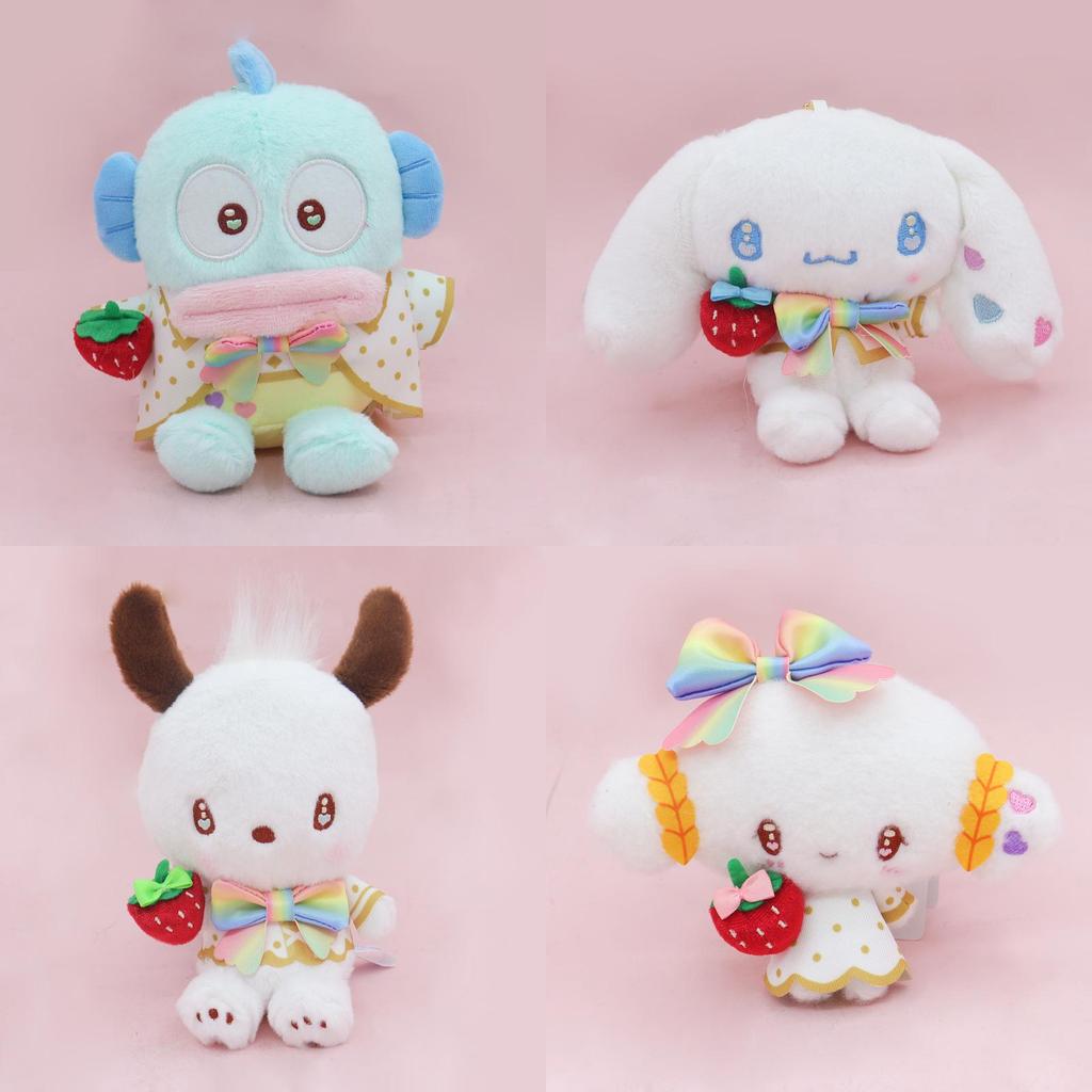 Sanrio Strawberry News Kuromi Plush Toy Bag Charm With Soft Short Pile For Kids