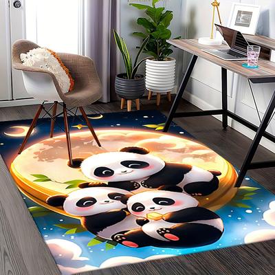 1pc Adorable Panda Family Chair Mat Anime Cartoon Design, Non Slip Carpet for Office and Home Decor