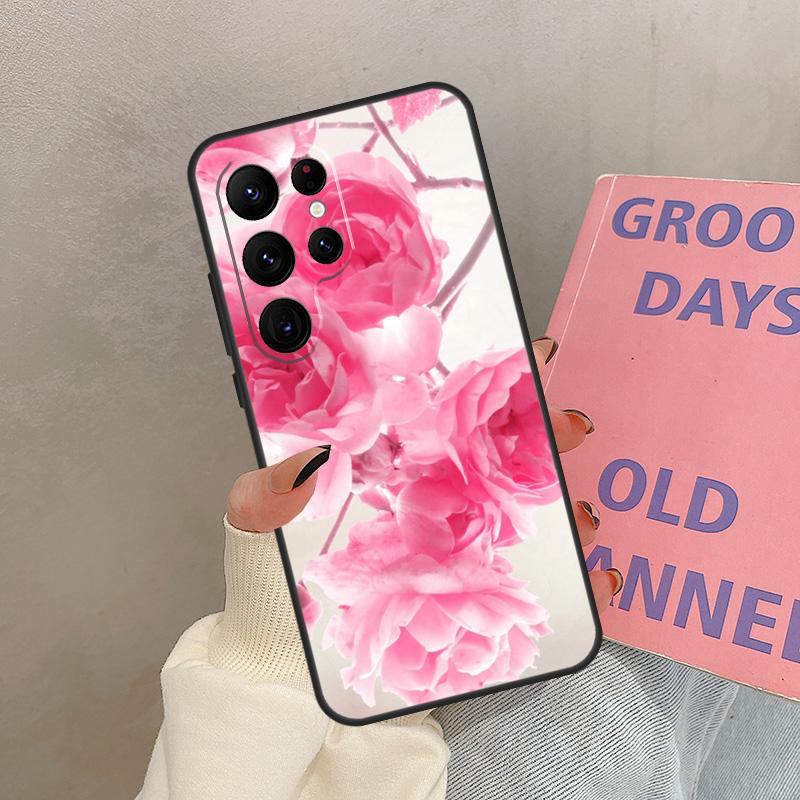 Pink Roses Bouquet Flowers Case For Samsung Galaxy S25 Ultra S20 S21 S22 S23 S24 Ultra S9 S10 Plus S25 FE Cover Coque
