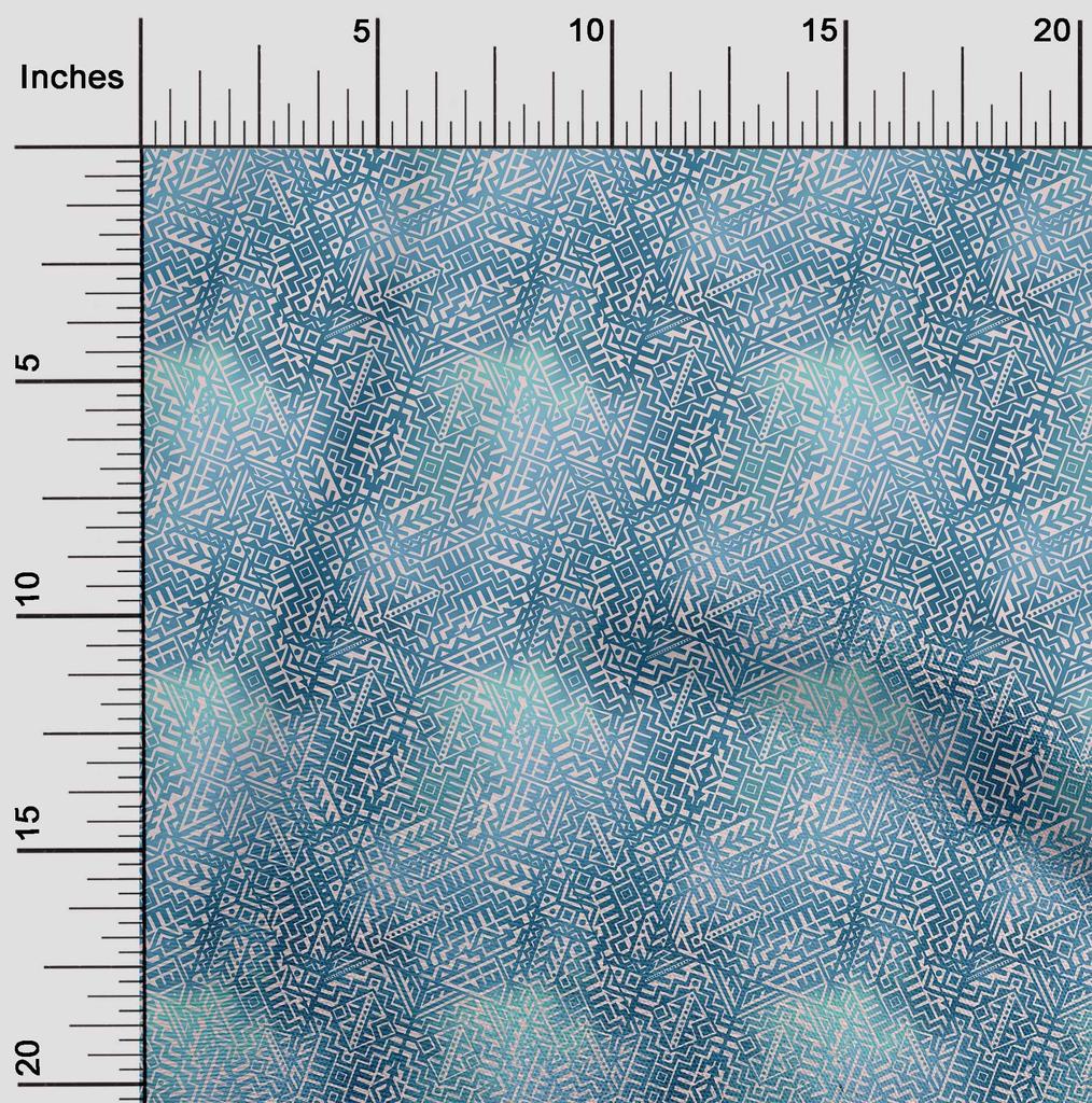oneOone Cotton Flex Dusty Teal Green Stoff, abstrakter Nähstoff, Meterware, bedruckt, DIY-Kleidung, Nähzubehör, 40 Zoll