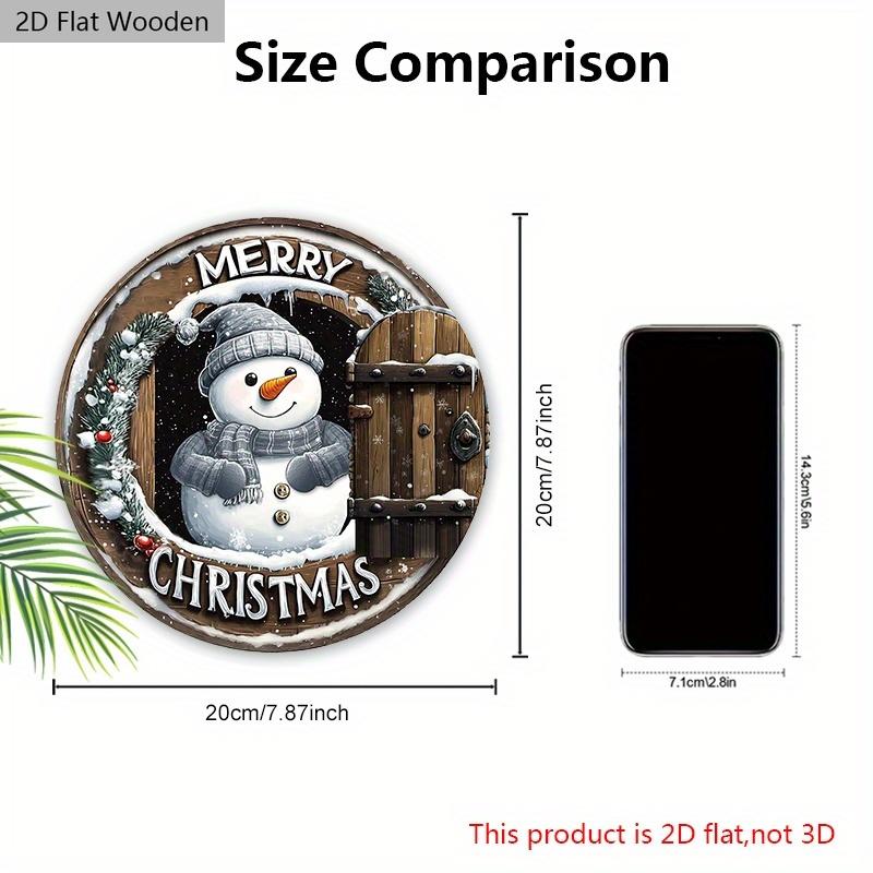 Warm Winter Christmas Wooden Sign with Snowman Pattern - Navidad Round Sign for Front Door, Wall Hanging Decor - Ideal Christmas Ornament