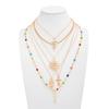 Boho Conch Starfish Baroque Imitation Pearl Colorful Crystal Y-shaped Necklace for Women Multilayer Star Choker Beach Jewelry Accessory