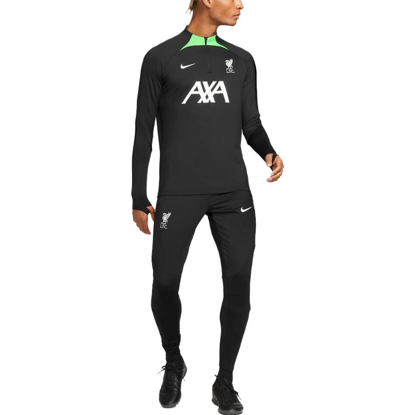 Nike Liverpool F.C. Strike Letter Print Long Sleeve Mock Neck Football Shirt Men Tops Black DX3106-014