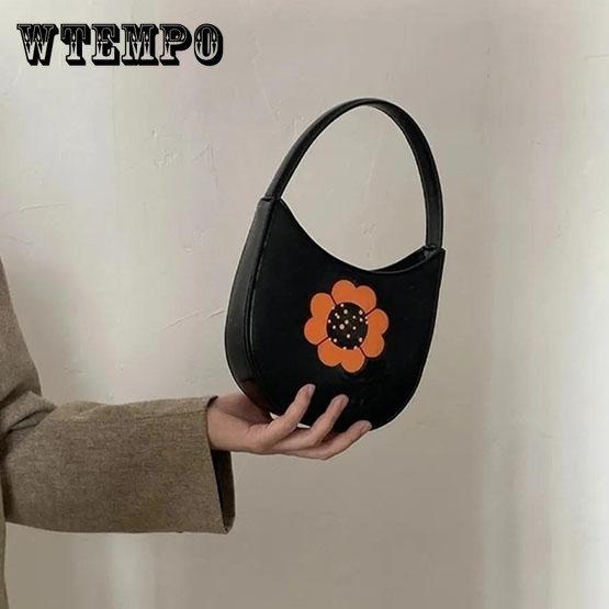 

Женская весенне-летняя очаровательная сумка с цветком граффити, винтажная черная сумка на одно плечо, повседневная сумка-мессенджер
