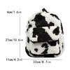 Milk Cow Pattern Plush Backpacks Versatile Women Cartoon Daypack Adjustable Strap Multifunctional Shopping Backpack