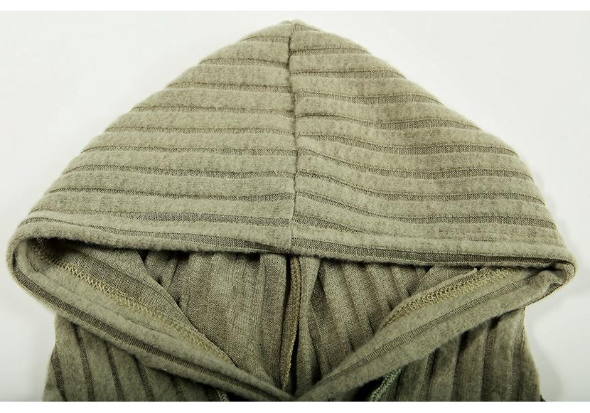 2024 Euro-American Autumn/Winter Knit Hooded Ribbed Kangaroo Pocket Sweatshirt