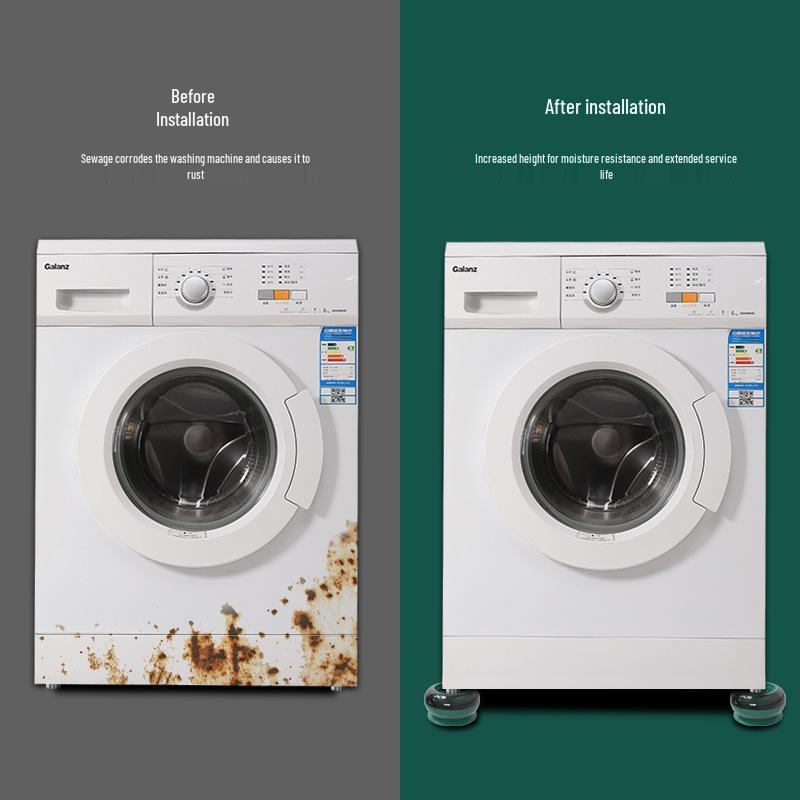 Mobile Base Stand with Wheels for Front Load Washers and Fridges - Adjustable Anti-Vibration Support Pads and Storage Rack