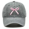 Rosa Schleife Verstellbare Snapback Baseballkappe Gewaschene Baumwollkappe Für Mann Vintage Unelastisch Sonnenhut Perfekt Für Outdoor-Sportarten