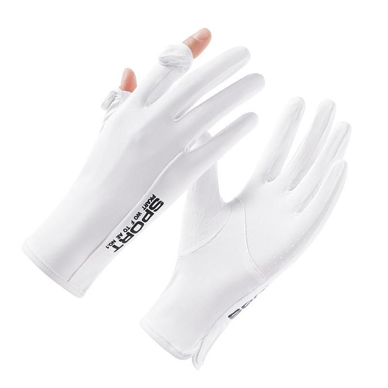 Sunscreen gloves women's UV protection spring and summer non-slip driving ice silk outdoor cycling thin original yarn sunscreen gloves