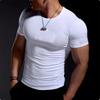 Men's Stretch Compression Tee Shirt Fitness Gym Sports Running T-Shirt Quick Dry Breathable Basketball Training Short Sleeve Top
