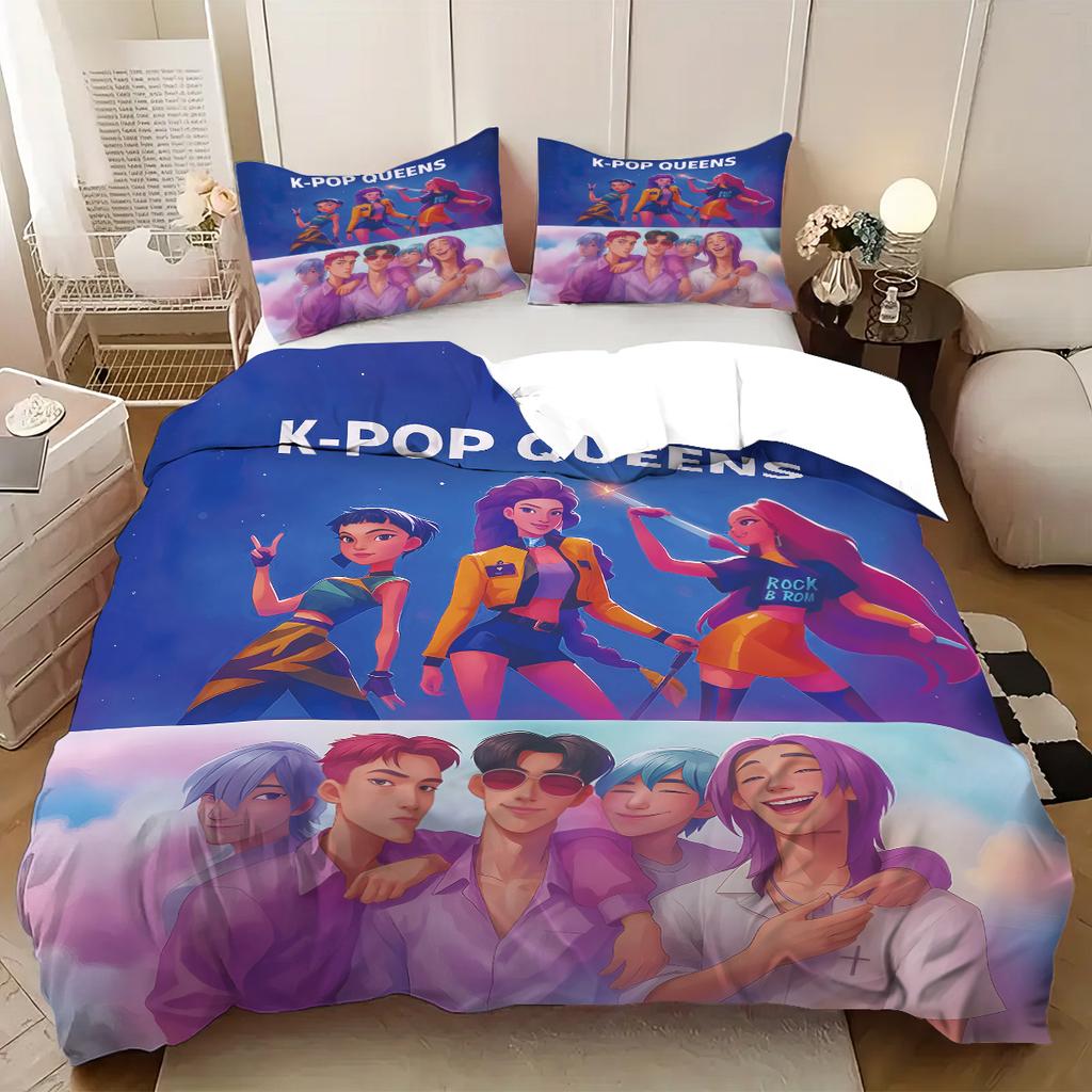 Set Letto KPOP Cacciatori di Demoni Queen King Size EU Singolo Copripiumino Copriletto Set Copripiumino Con Federe Per Compleanno Ragazze