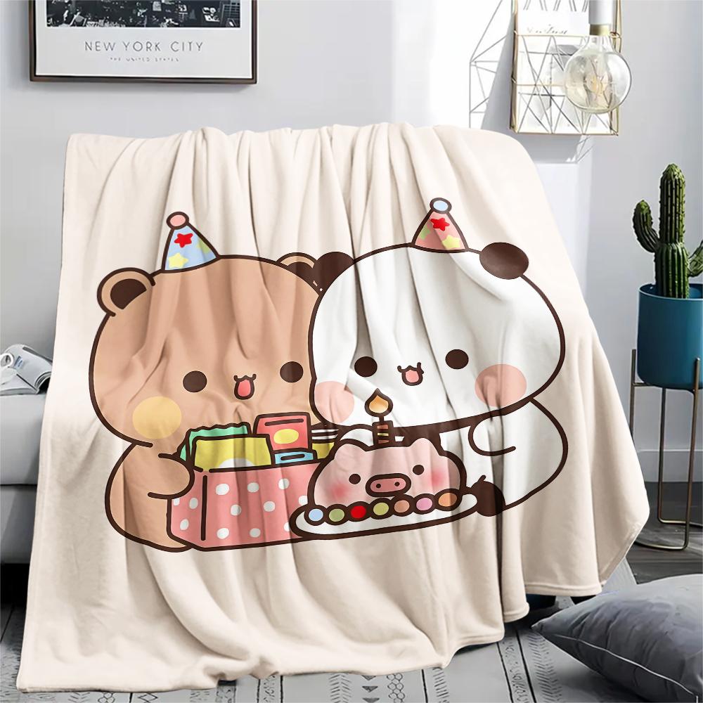 1PC Bubu Dudu Print Flannel Blanket, High quality All Seasons, Home Decor, Warmth and Comfort, Perfect for Christmas Gifts