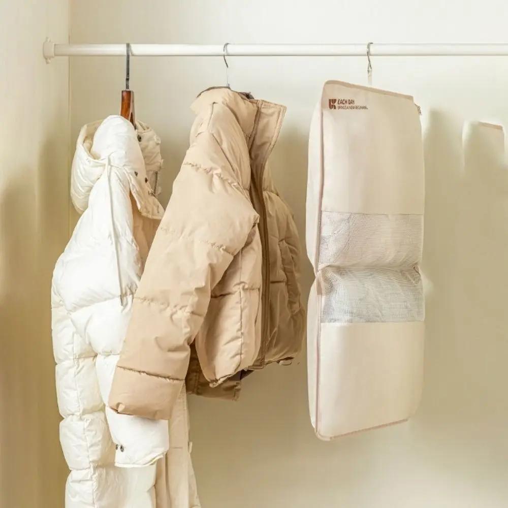 Mesh Hanging Clothes Organizer Visible Large Capacity Clothes Hanger Bag Space Saving with Hook Clothing Storage Bag Home