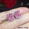 Delicate Square Women'S Stud Earrings, Full Of Diamonds And Pink Zircon Stud Earrings Jewelry.